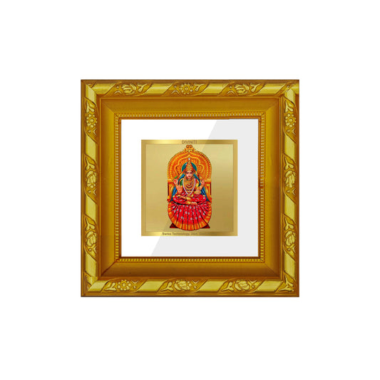 DIVINITI 24K Gold Plated Foil Maa Sarada Wall Photo Frame Idol for Home Decor, Puja Room, Table Top, Workshop, Gifts | DG103S1A (10x10 CM)
