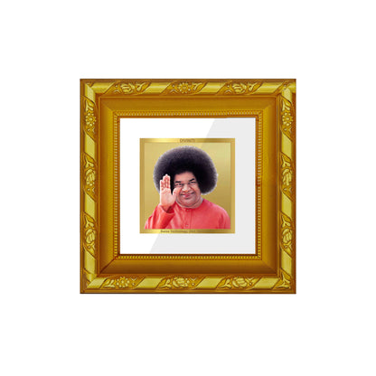 DIVINITI 24K Gold Plated Sathya Sai Baba Stylish Photo Frame Idol for Wall Hanginig, Workshop, Home Decor, Puja Room, Gifts | DG103S1A (10x10 CM)