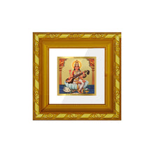 Load image into Gallery viewer, DIVINITI 24K Gold Plated Saraswati Maa Photo Frame For Home Decor, Puja Room, Gift (10.8 X 10.8 CM)