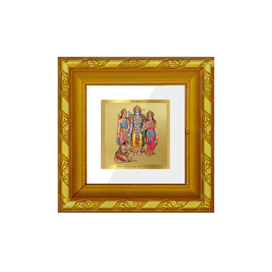 DIVINITI 24K Gold Plated Lord Ram Darbar Traditional Wall Photo Frame Idol for Home & Office Decor, Puja Room, Premium Gifts | DG103S1A (10x10 CM)