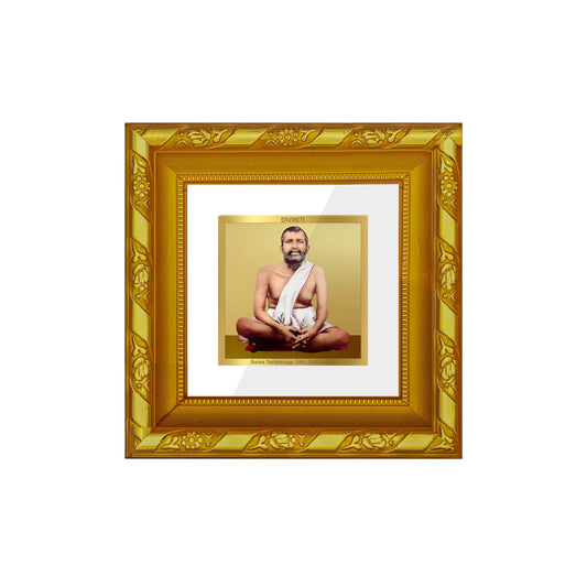 DIVINITI 24K Gold Plated Foil Ramakrishna Wall Photo Frame Idol for Wall Hanging, Table Top, Home Decor, Workshop, Gifts | DG103S1A (10x10 CM)