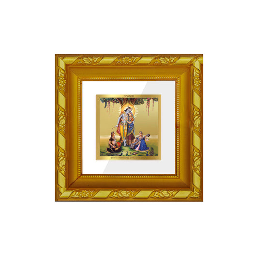 DIVINITI 24K Gold Plated Radha Krishna Stylish Wall Photo Frame Idol for Workshop, Home Decor, Puja Room, Premium Gifts | DG103S1A (10x10 CM)