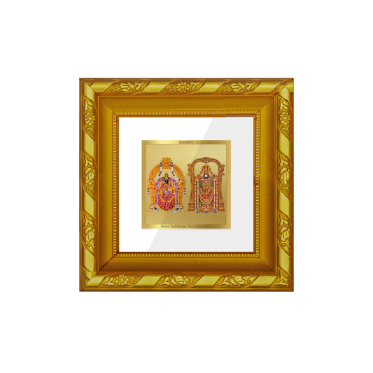 DIVINITI 24K Gold Plated Foil Padmavathi Balaji Stylish Wall Photo Frame Idol for Workshop, Puja Room, Home Decor, Luxurious Gifts | DG103S1A (10x10 CM)