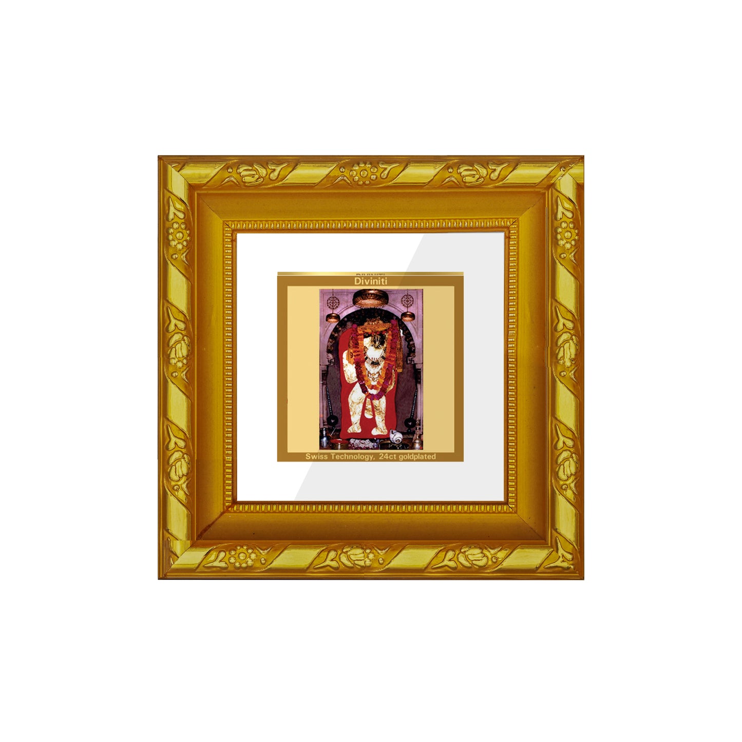 DIVINITI 24K Gold Plated Foil Mehandipur Balaji Wall Photo Frame Idol for Puja Room, Table Top, Home Decor, Workshop, Gifts | DG103S1A (10x10 CM)