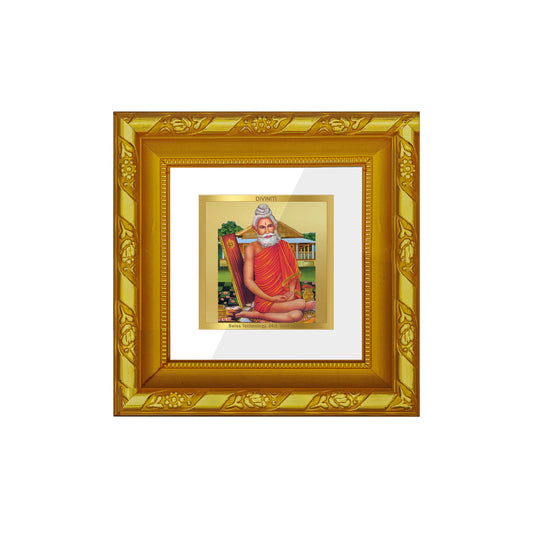 DIVINITI 24K Gold Plated Foil Baba Lokenath Luxurious Wall Photo Frame Idol for Workshop, Home & Office Decor, Table Top, Premium Gifts|DG103S1A (10x10 CM)
