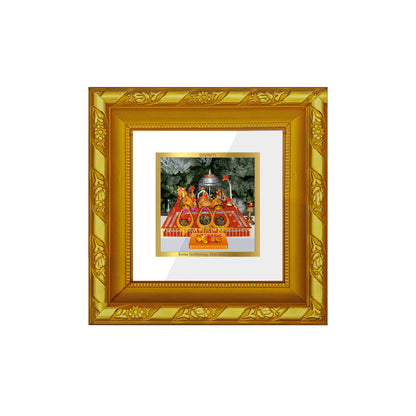 DIVINITI 24K Gold Plated Foil Mata Ka Darbar Traditional Wall Photo Frame Idol for Home Decor, Workshop, Puja Room, Tabletop, Gifts | DG103S1A (10x10 CM)