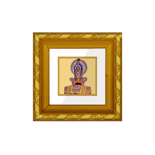DIVINITI 24K Gold Plated Foil Khatu Shyam Modern Photo Frame Idol for Wall Hanging, Prayer, Home & Office Decor, Workshop, Gifts | DG103S1A (10x10 CM)
