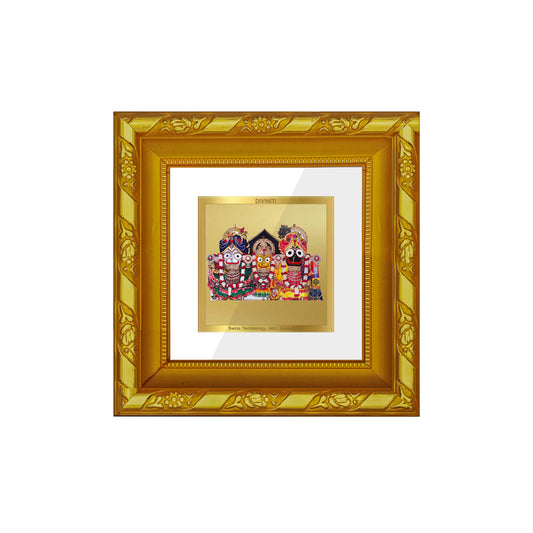 DIVINITI 24K Gold Plated Foil Lord Jagannath Wall Photo Frame for Workshop, Home Decor, Table Top, Gifts|DG103S1A (10x10 CM)