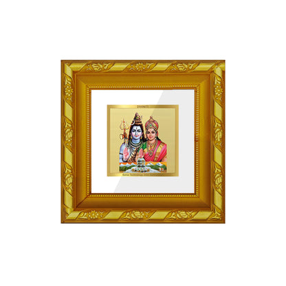 DIVINITI 24K Gold Plated Foil Shiv Parvati Photo Frame Idol for Home Decor, Puja Room, Wall Hanging, Table Top, Workshop, Gifts | DG103S1A (10x10 CM)