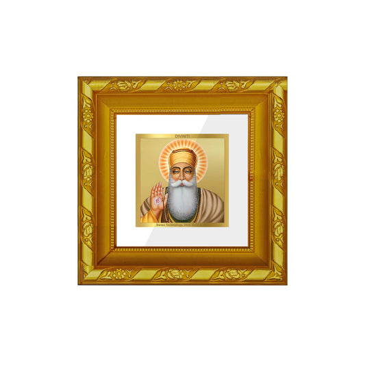 DIVINITI 24K Gold Plated Foil Guru Nanak Dev Ji Photo Frame for Table Top, Home Wall Decor, Workshop, Premium, Gifts|DG103S1A (10x10 CM)