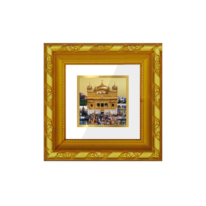 DIVINITI 24K Gold Plated Foil Sachkhand Shri Darbar Sahib (Golden Temple) Stylish Photo Frame for Table Top, Wall Hanging, Home Decor, Premium Gifts|DG103S1A (10x10 CM)