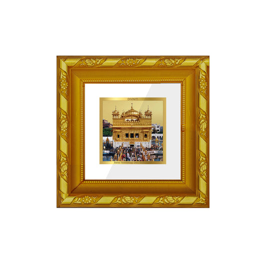 DIVINITI 24K Gold Plated Foil Sachkhand Shri Darbar Sahib (Golden Temple) Stylish Photo Frame for Table Top, Wall Hanging, Home Decor, Premium Gifts|DG103S1A (10x10 CM)