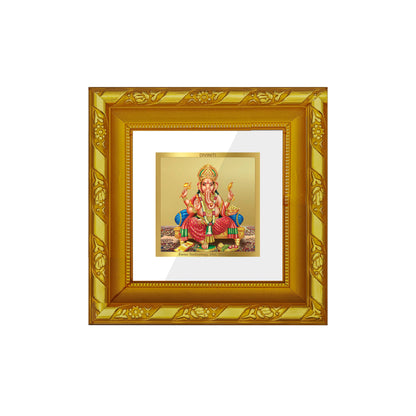DIVINITI 24K Gold Plated Foil Lord Ganesha Luxurious Wall Photo Frame for Workshop, Table Top, Home Decor, Puja Room, Gifts|DG103S1A (10x10 CM)