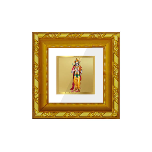 DIVINITI 24K Gold Plated Lord Shri Ram Photo Frame Idol for Wall Hanging, Puja Room, Tabletop, Home Decor, Workshop, Gifts | DG103S1A (10x10 CM)