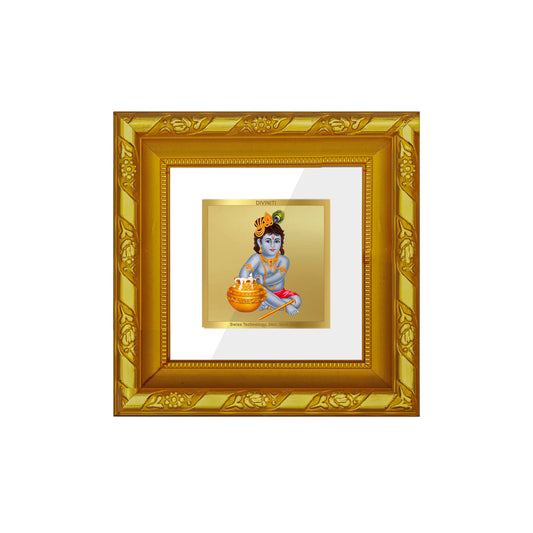 DIVINITI 24K Gold Plated Foil Bal Gopal Stylish Photo Frame for Wall Hanging, Home Decor, Workshop, Table Top, Premium Gifts|DG103S1A (10x10 CM)