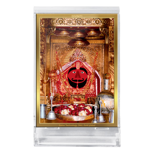Diviniti 24K Gold Plated Foil Salasar Balaji Frame For Car Dashboard, Home Decor, Puja, Festival Gift (11 x 6.8 CM)