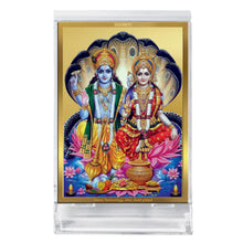 Load image into Gallery viewer, Diviniti 24K Gold Plated Vishnu Lakshmi Frame For Car Dashboard, Home Decor, Puja, Festival Gift (11 x 6.8 CM)