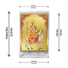 Load image into Gallery viewer, Diviniti 24K Gold Plated Shailputri Mata Frame For Car Dashboard, Home Decor, Puja Room (11 x 6.8 CM)