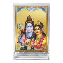Load image into Gallery viewer, Diviniti 24K Gold Plated Shiva Parvati Frame For Car Dashboard, Home Decor, Table, Puja Room (11 x 6.8 CM)
