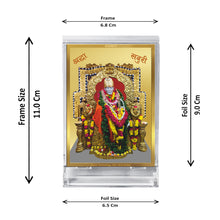 Load image into Gallery viewer, Diviniti 24K Gold Plated Sai Baba Frame For Car Dashboard, Home Decor, Table, Prayer (11 x 6.8 CM)
