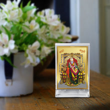 Load image into Gallery viewer, Diviniti 24K Gold Plated Sai Baba Frame For Car Dashboard, Home Decor, Table, Prayer (11 x 6.8 CM)

