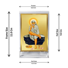 Load image into Gallery viewer, Diviniti 24K Gold Plated Sai Baba Frame For Car Dashboard &amp; Home Decor Showpiece (11 x 6.8 CM)
