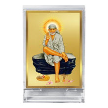 Load image into Gallery viewer, Diviniti 24K Gold Plated Sai Baba Frame For Car Dashboard &amp; Home Decor Showpiece (11 x 6.8 CM)
