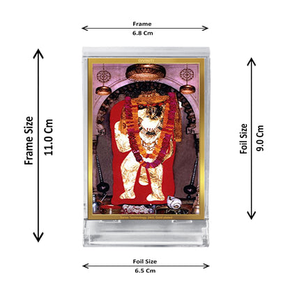 Diviniti 24K Gold Plated Foil Lord Mehandipur Balaji Frame For Car Dashboard, Home Decor, Puja, Gift (ACF 3)(11 x 6.8 CM)