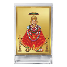 Load image into Gallery viewer, Diviniti 24K Gold Plated Khatu Shyam Frame For Car Dashboard, Home Decor, Table, Worship (11 x 6.8 CM)
