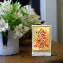 Load image into Gallery viewer, Diviniti 24K Gold Plated Lord Hanuman Frame For Car Dashboard, Home Decor, Table Top, Festival Gift (11 x 6.8 CM)