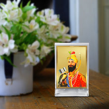 Load image into Gallery viewer, Diviniti 24K Gold Plated Guru Gobind Singh Frame For Car Dashboard, Home Decor, Table Top, Festival Gift (11 x 6.8 CM)
