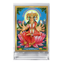 Load image into Gallery viewer, Diviniti 24K Gold Plated Gayatri Mata Frame For Car Dashboard, Home Decor, Puja, Festival Gift (11 x 6.8 CM)
