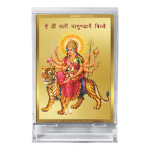 Load image into Gallery viewer, Diviniti 24K Gold Plated Goddess Durga Frame For Car Dashboard, Home Decor, Puja, Gift (11 x 6.8 CM)
