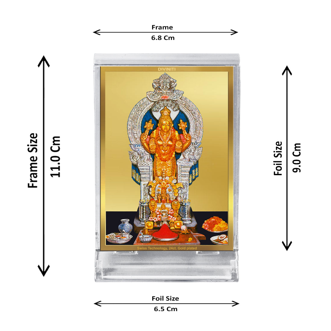 Diviniti 24K Gold Plated Foil Annapoorna Frame For Car Dashboard, Home Decor, Worship & Gift (11 x 6.8 CM)