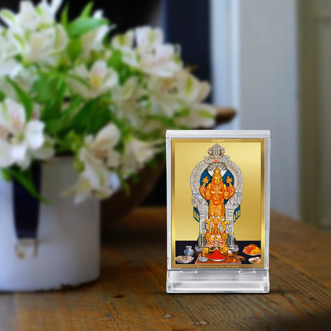 Diviniti 24K Gold Plated Foil Annapoorna Frame For Car Dashboard, Home Decor, Worship & Gift (11 x 6.8 CM)