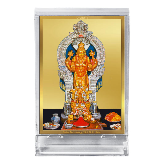 Diviniti 24K Gold Plated Foil Annapoorna Frame For Car Dashboard, Home Decor, Worship & Gift (11 x 6.8 CM)
