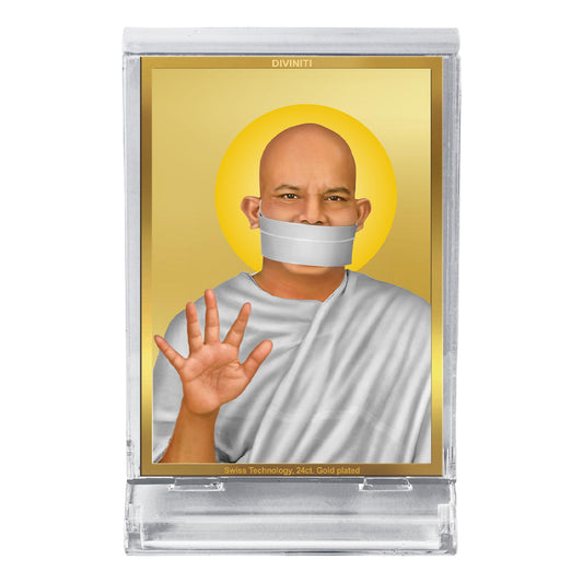 Diviniti 24K Gold Plated Foil Acharya Shri Mahashraman Frame For Car Dashboard, Home Decor, Gift (11 x 6.8 CM)
