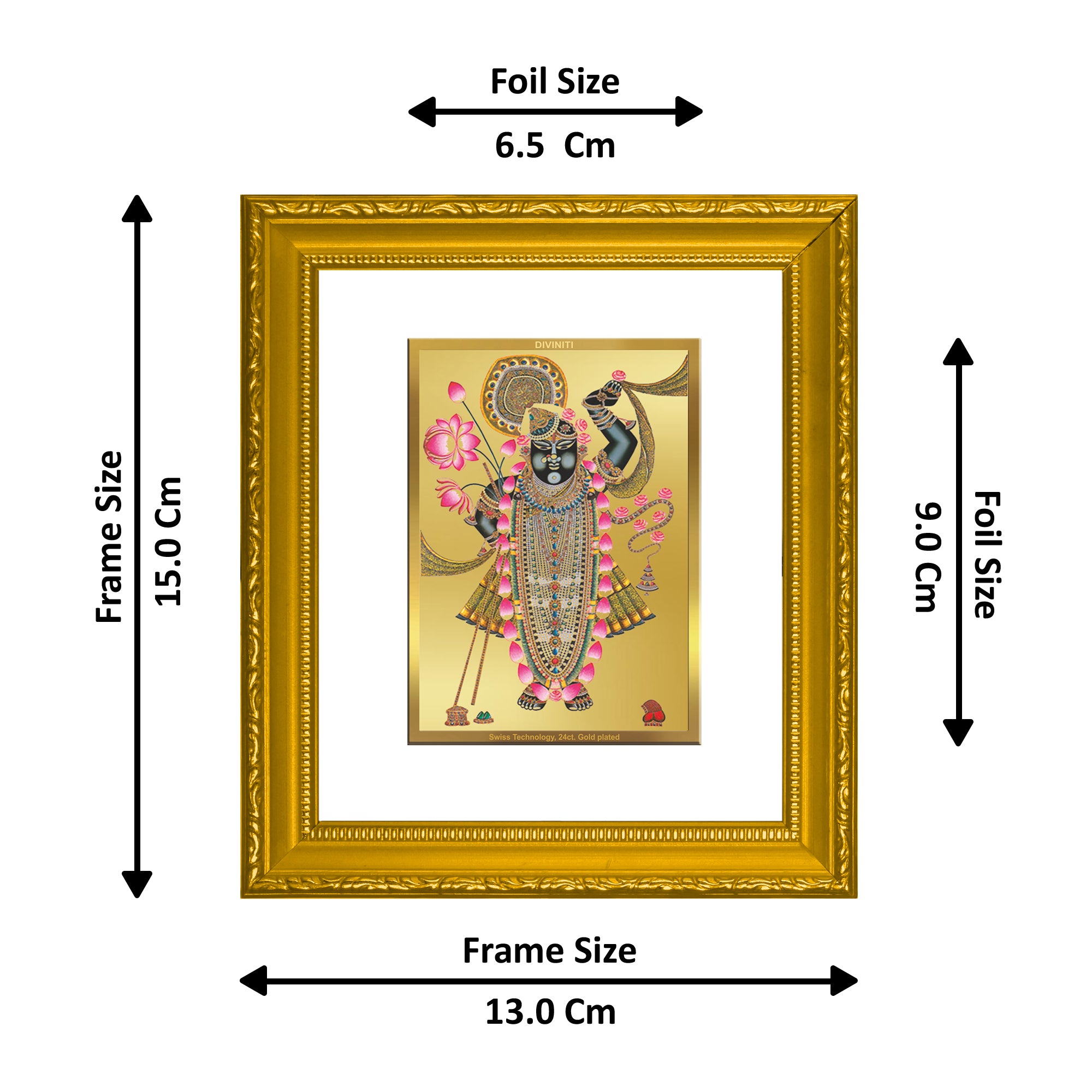 DIVINITI Shrinathji Gold Plated Wall Photo Frame DG Frame 101 Size 1