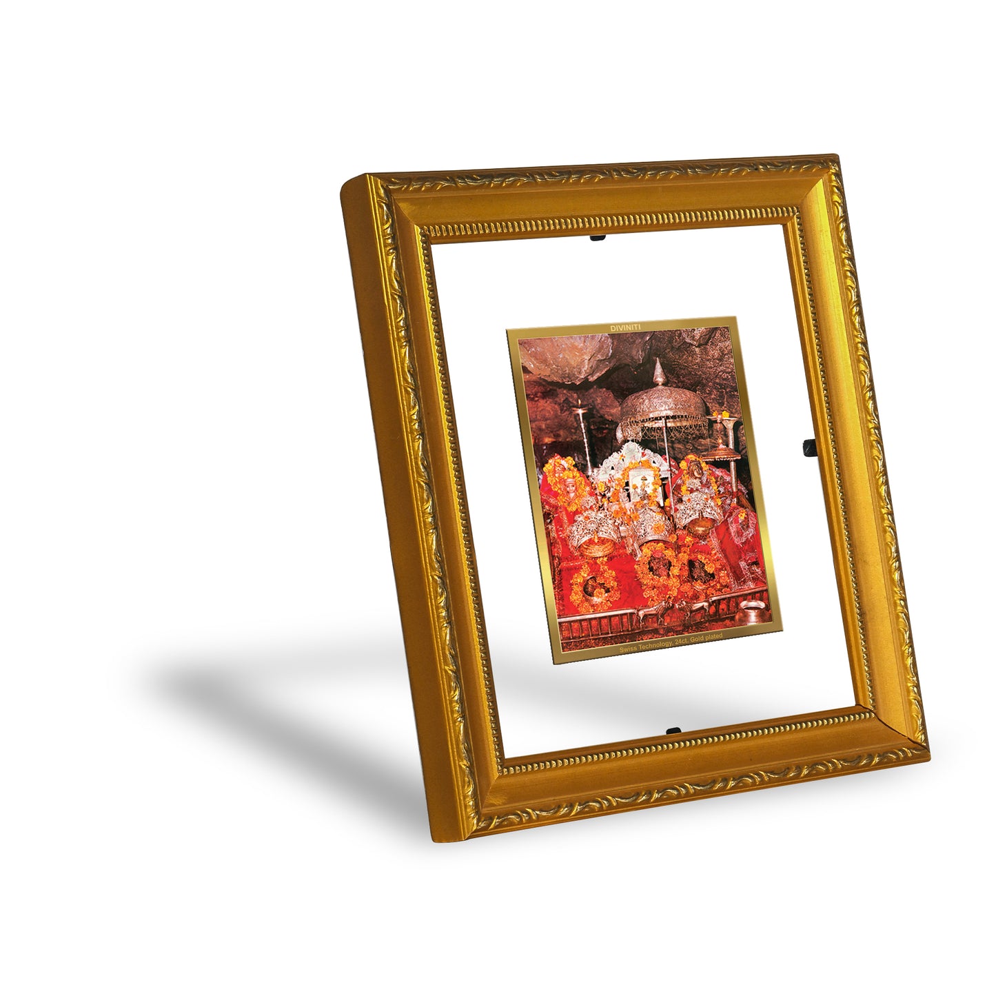 DIVINITI 24K Gold Plated Foil Mata Ka Darbar Wall Photo Frame Religious Photo Frame Idol for Home & Office Decor Prayer, Gifts Items DG 101 Size 1 (15.3x14.9 CM)