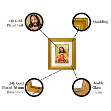 Load image into Gallery viewer, DIVINITI Jesus Gold Plated Wall Photo Frame| DG Frame 101 Wall Photo Frame and 24K Gold Plated Foil| Religious Photo Frame Idol For Prayer, Gifts Items (15.5CMX13.5CM)
