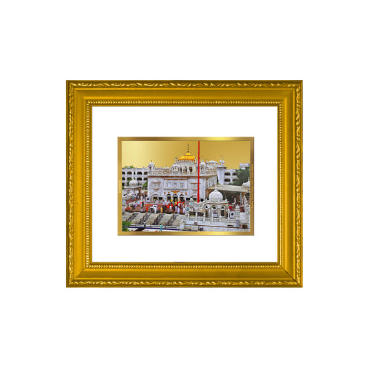 DIVINITI 24K Gold Plated Foil Sachkhand Shri Hazur Sahib Ji Wall Photo Frame Religious Photo Frame Idol for Home & Office Decor Prayer, Gifts Items DG 101 Size 1 (15.3x14.9 CM)