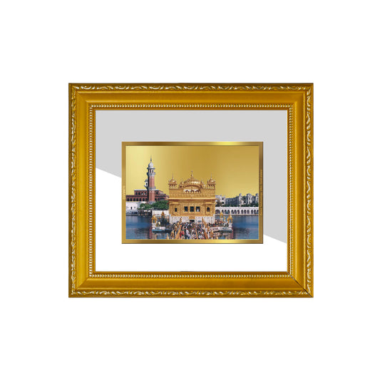 DIVINITI 24K Gold Plated Foil Sachkhand Shri Darbar Sahib (Golden Temple) Wall Photo Frame Religious Photo Frame Idol for Home & Office Decor Prayer Gift Items DG 101 Size 1 (15.3x14.9 CM)