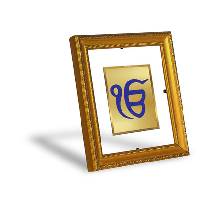 DIVINITI 24K Gold Plated Foil Ik Onkar Wall Photo Frame Religious Photo Frame Idol for Home & Office Decor Prayer, Gifts Items DG 101 Size 1 (15.3x14.9 CM)