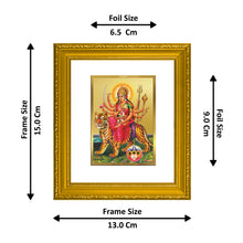 Load image into Gallery viewer, DIVINITI Durga Gold Plated Wall Photo Frame| DG Frame 101 Wall Photo Frame and 24K Gold Plated Foil| Religious Photo Frame Idol For Prayer (15.5CMX13.5CM)