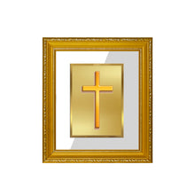 Load image into Gallery viewer, DIVINITI Holy Cross Gold Plated Wall Photo Frame DG Frame 101 Wall Photo Frame and 24K Gold Plated Foil| Religious Photo Frame(15.5CMX13.5CM)
