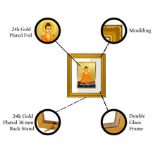 Load image into Gallery viewer, DIVINITI Buddha Gold Plated Wall Photo Frame| DG Frame 101 Wall Photo Frame and 24K Gold Plated Foil| Religious Photo Frame Idol For Prayer, Gifts Items (15.5CMX13.5CM)
