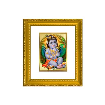 DIVINITI 24K Gold Plated Foil Bal Gopal Wall Photo Frame Religious Photo Frame for Home & Office Prayer Gifts Items DG 101 Size 1 (15.3x14.9 CM)