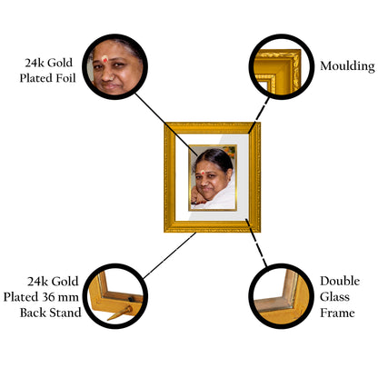 DIVINITI 24K Gold Plated Foil Mata Amritanandamayi Wall Photo Frame Religious Photo Frame Idol for Home & Office Decor Prayer, Gifts Items DG 101 Size 1 (15.3x14.9 CM)