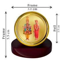 Load image into Gallery viewer, Diviniti 24K Gold Plated Swami Narayan Frame For Car Dashboard, Home Decor, Prayer &amp; Festival Gift (5.5 x 5.0 CM)
