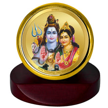 Load image into Gallery viewer, Diviniti 24K Gold Plated Shiv Parvati Frame For Car Dashboard, Home Decor, Puja (5.5 x 5.0 CM)
